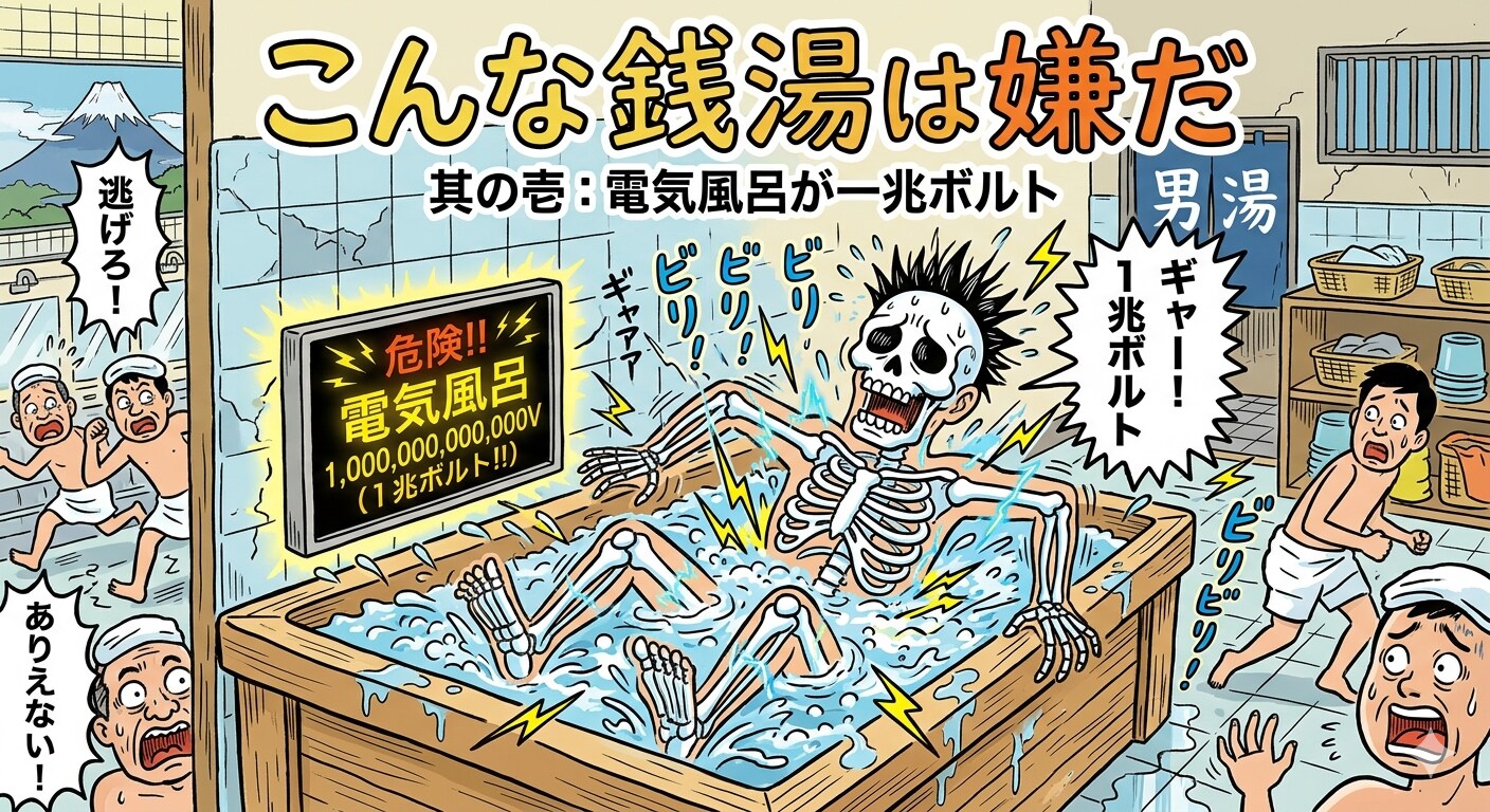 こんな銭湯は嫌だ"電気風呂が一兆ボルトだ"