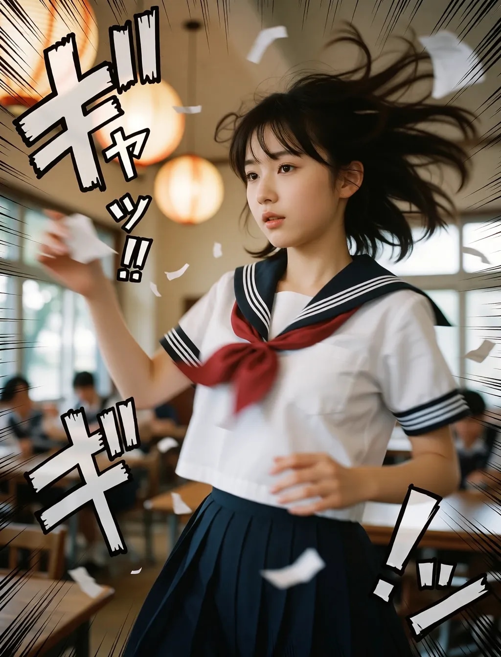 勢いのあるセーラー服