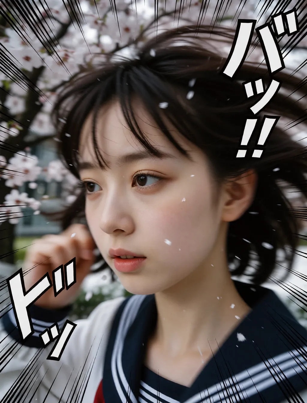 勢いのあるセーラー服