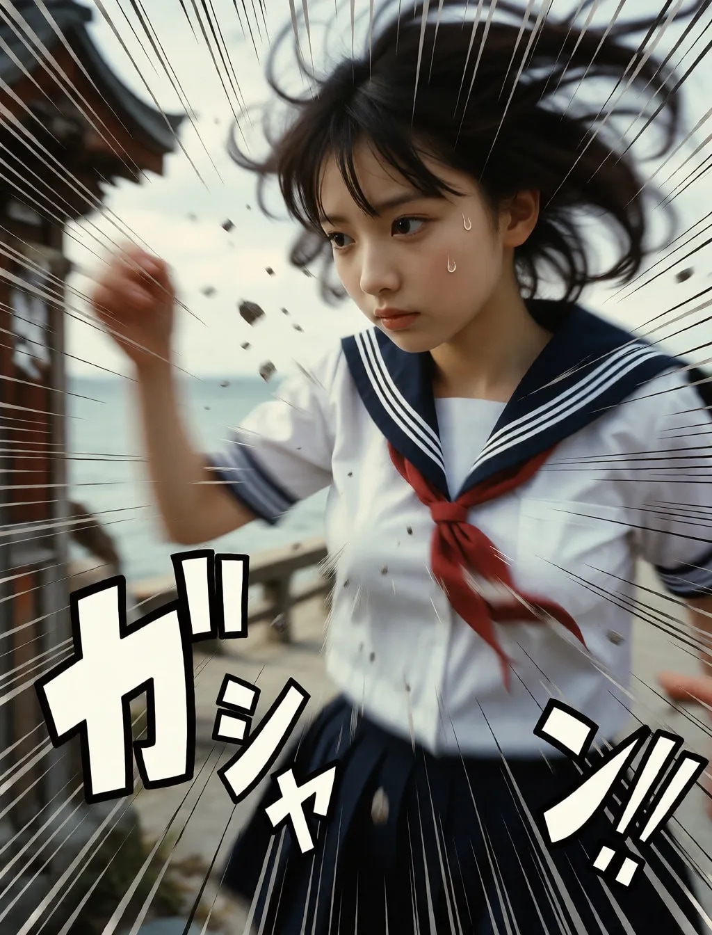 勢いのあるセーラー服