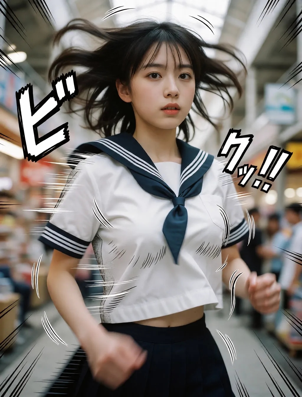 勢いのあるセーラー服
