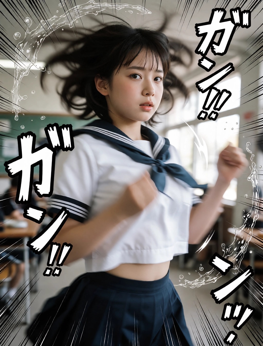 勢いのあるセーラー服