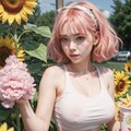 ひまわりとピンク髪の人 2枚目