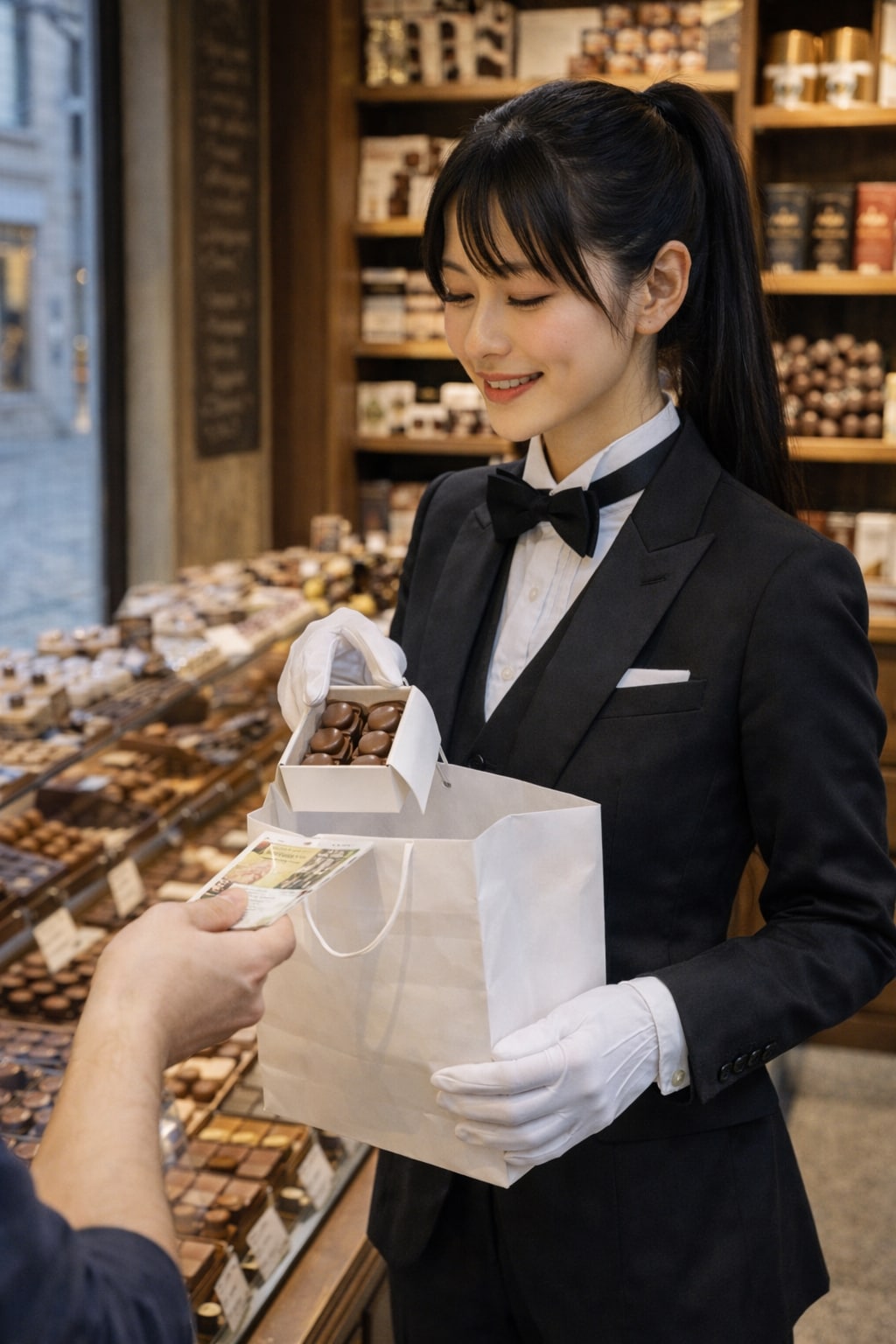 チョコをいただく執事ちゃん