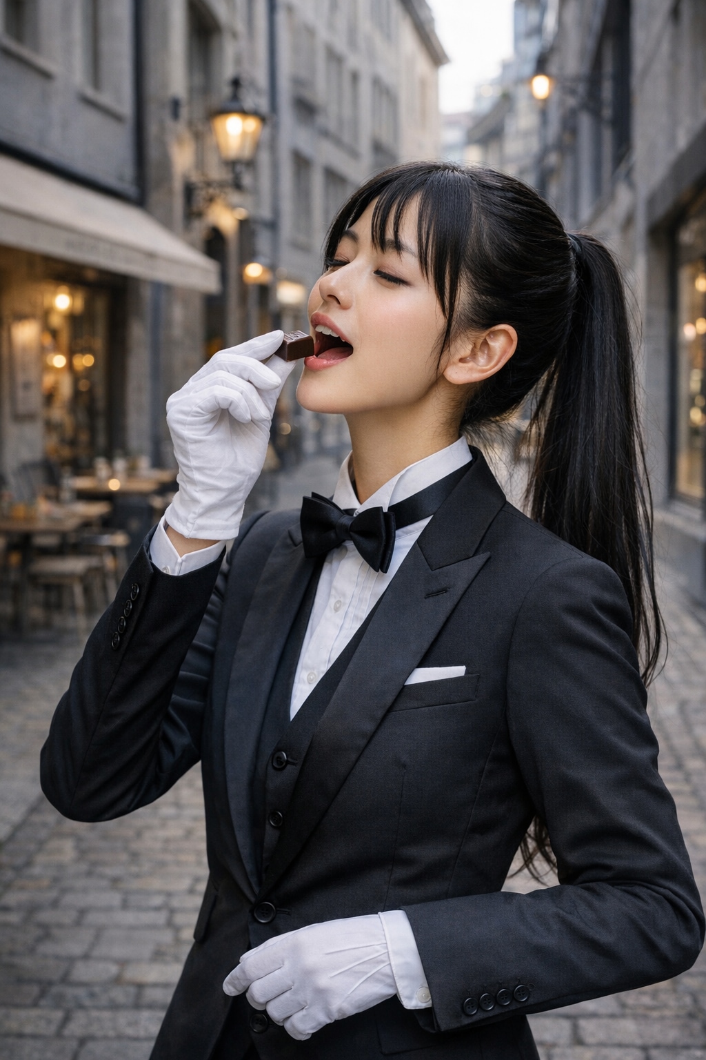 チョコをいただく執事ちゃん