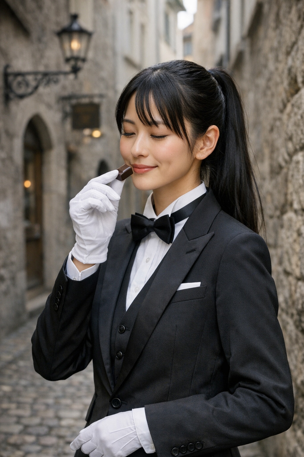 チョコをいただく執事ちゃん