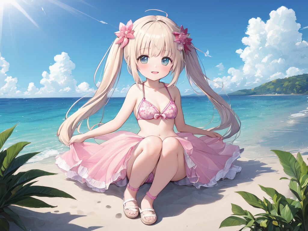 ロリ少女、海でバカンス