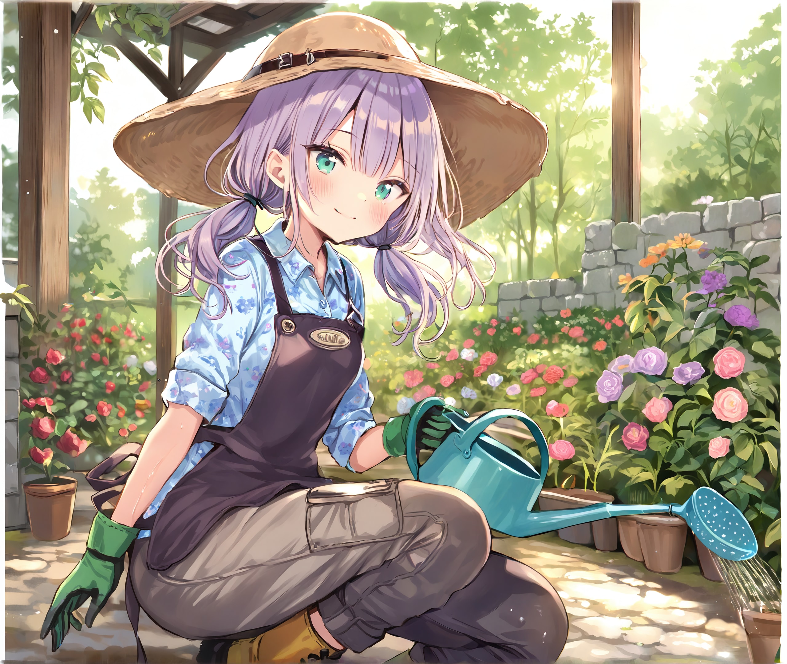 庭園で水やり | の人気AIイラスト・グラビア