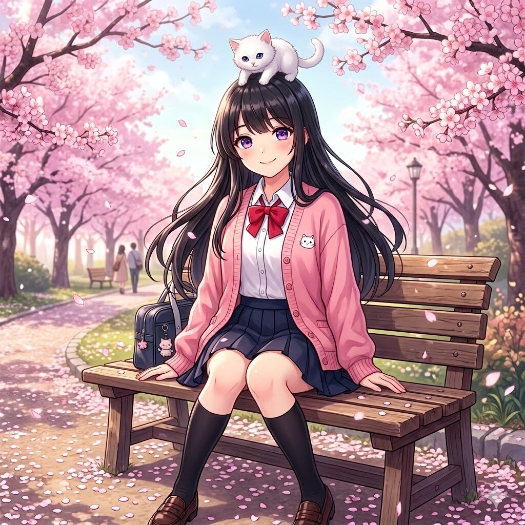 頭に猫を乗せたガーリー | の人気AIイラスト・グラビア