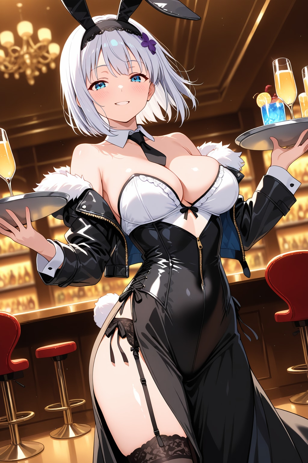 元気な銀髪ちゃん87『トレイを持つ』