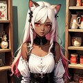 買い物中の褐色猫娘 4枚目