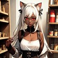 買い物中の褐色猫娘 5枚目