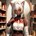 買い物中の褐色猫娘 2枚目