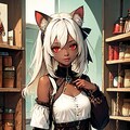 買い物中の褐色猫娘 3枚目