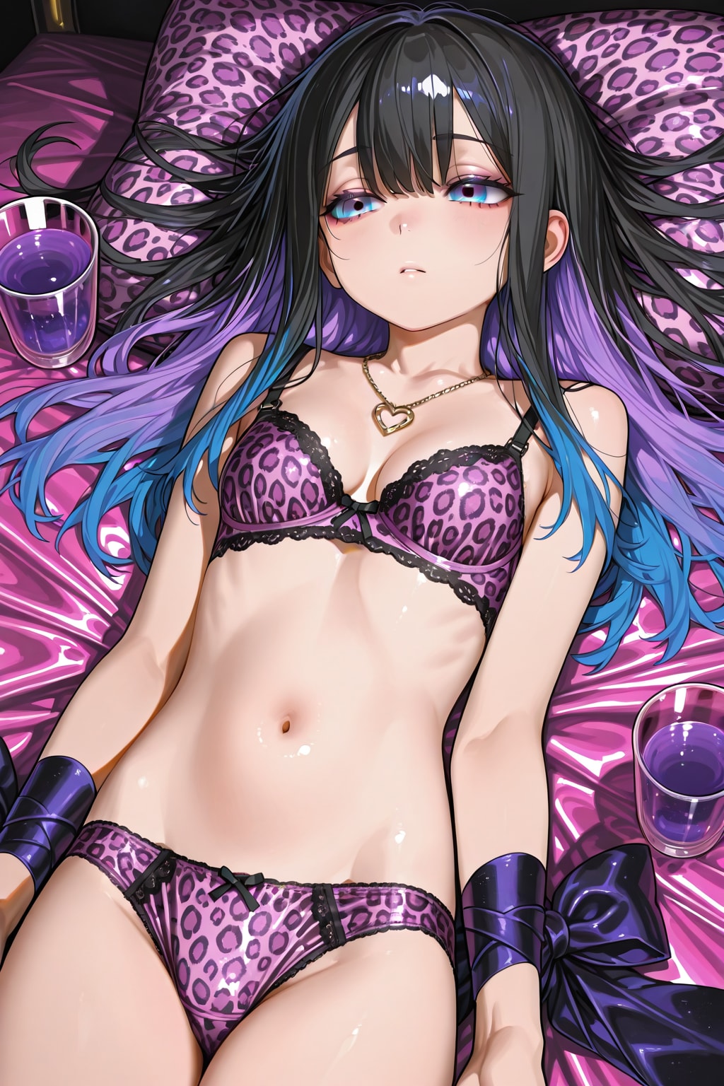 青、紫ヒョウ柄