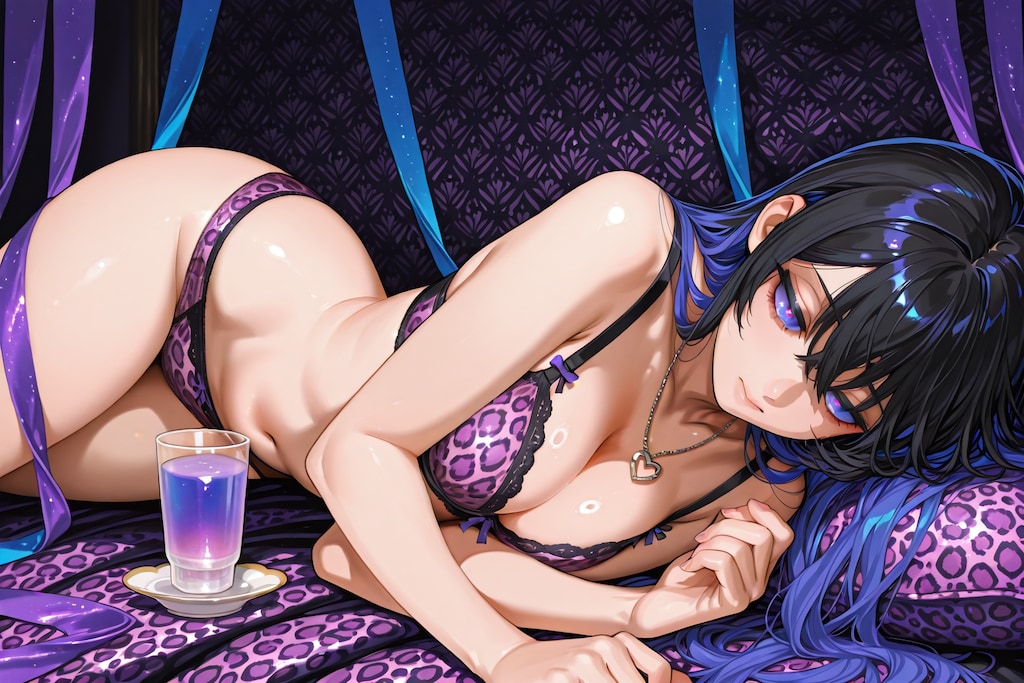 青、紫ヒョウ柄
