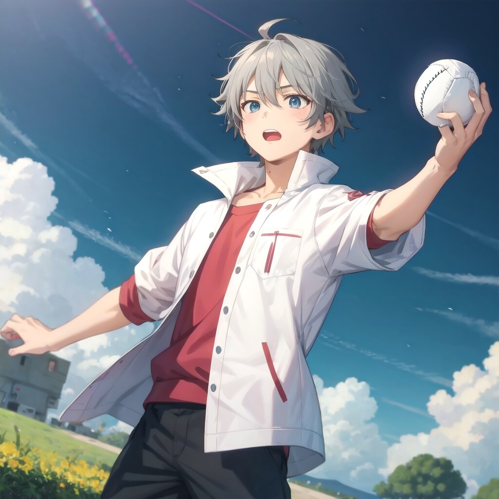 ボールを投げる少年