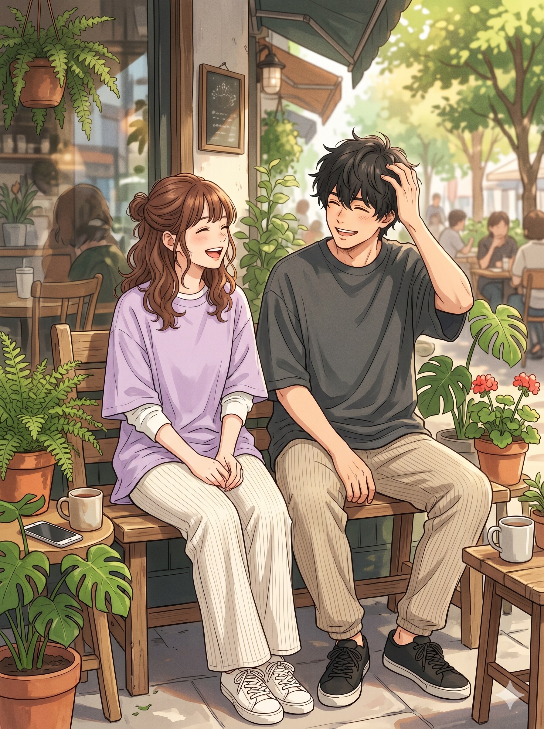 Tシャツ大とリブパンツ