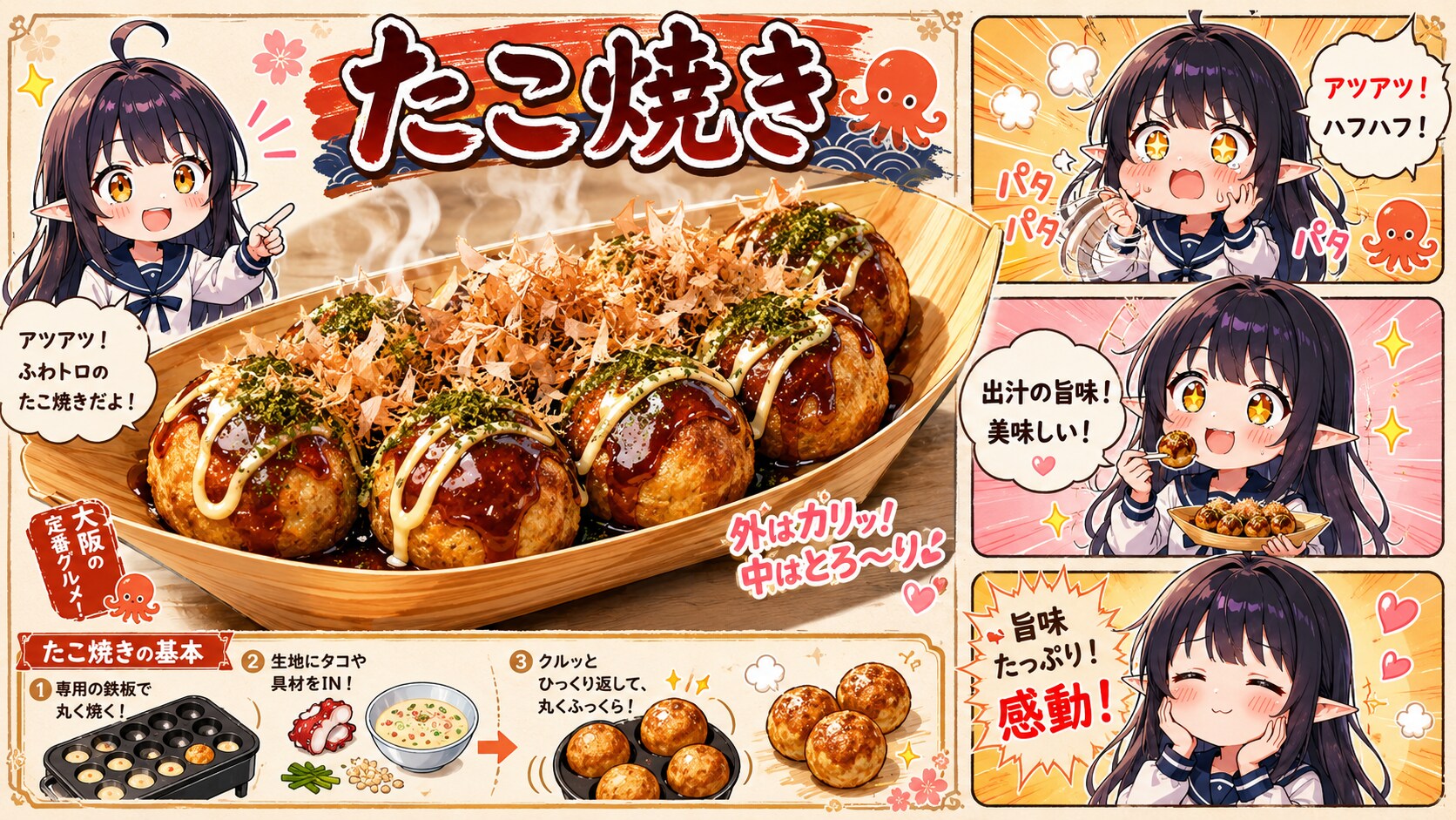 外はカリッ、中はトロ〜り！ #熱々でハフハフしちゃう『たこ焼き』に大感動！