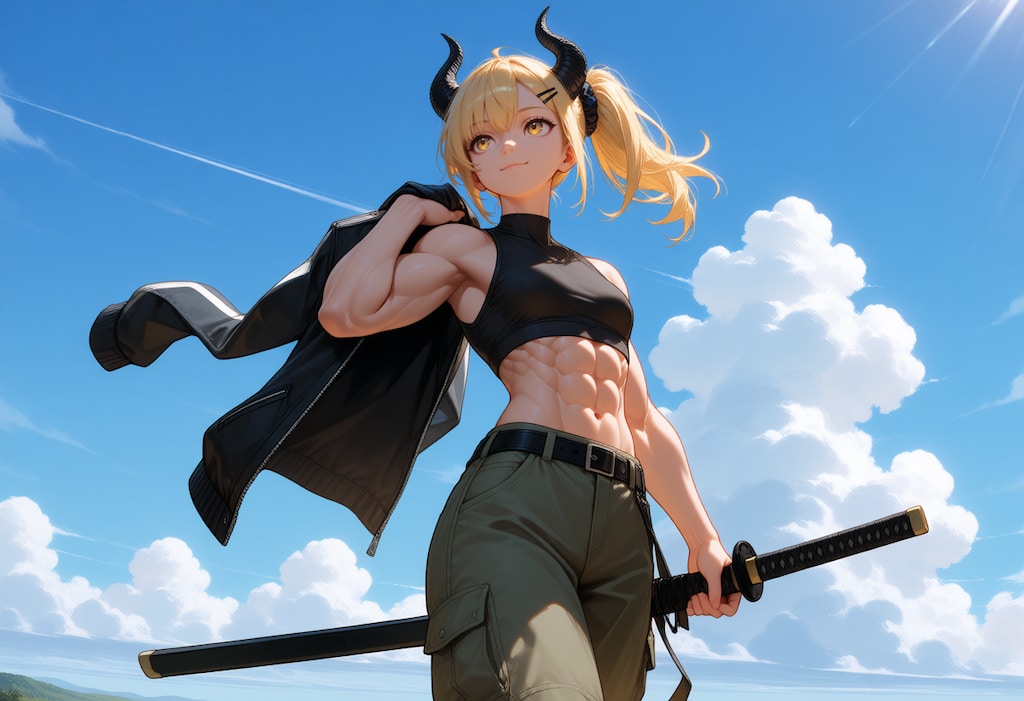 夏空と刀と女鬼高生さん
