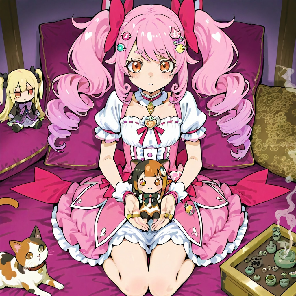 ひな人形を持ってなかったので手作りの別の人形で代用して雰囲気を出すためお香を置いてひな祭りの妄想をする何かどこかで見たような気がする魔法少女