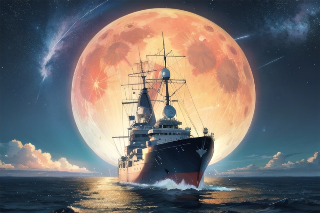 軍艦と月夜