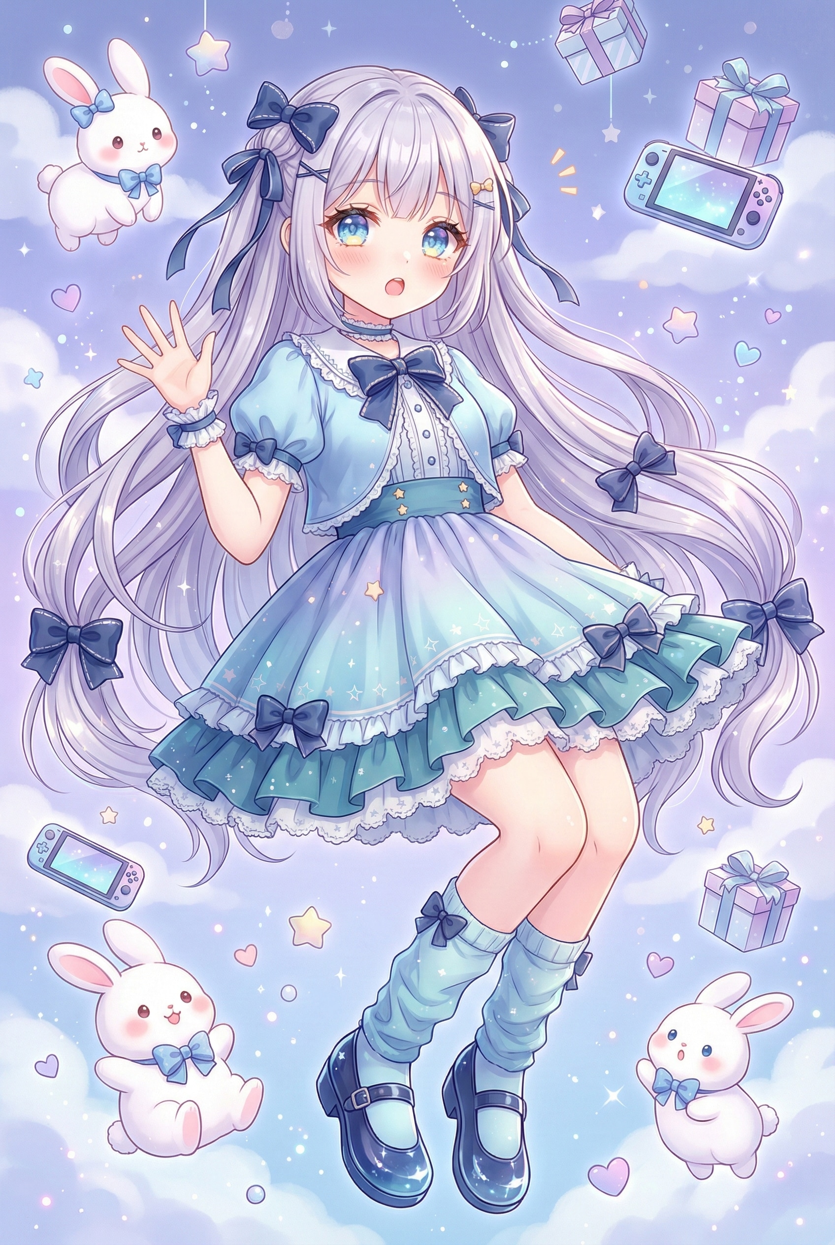 少女と浮遊する兎と星屑 | の人気AIイラスト・グラビア