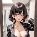 黒髪ショートジャケットデニム 2枚目