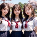 セーラー服で花見03 2枚目