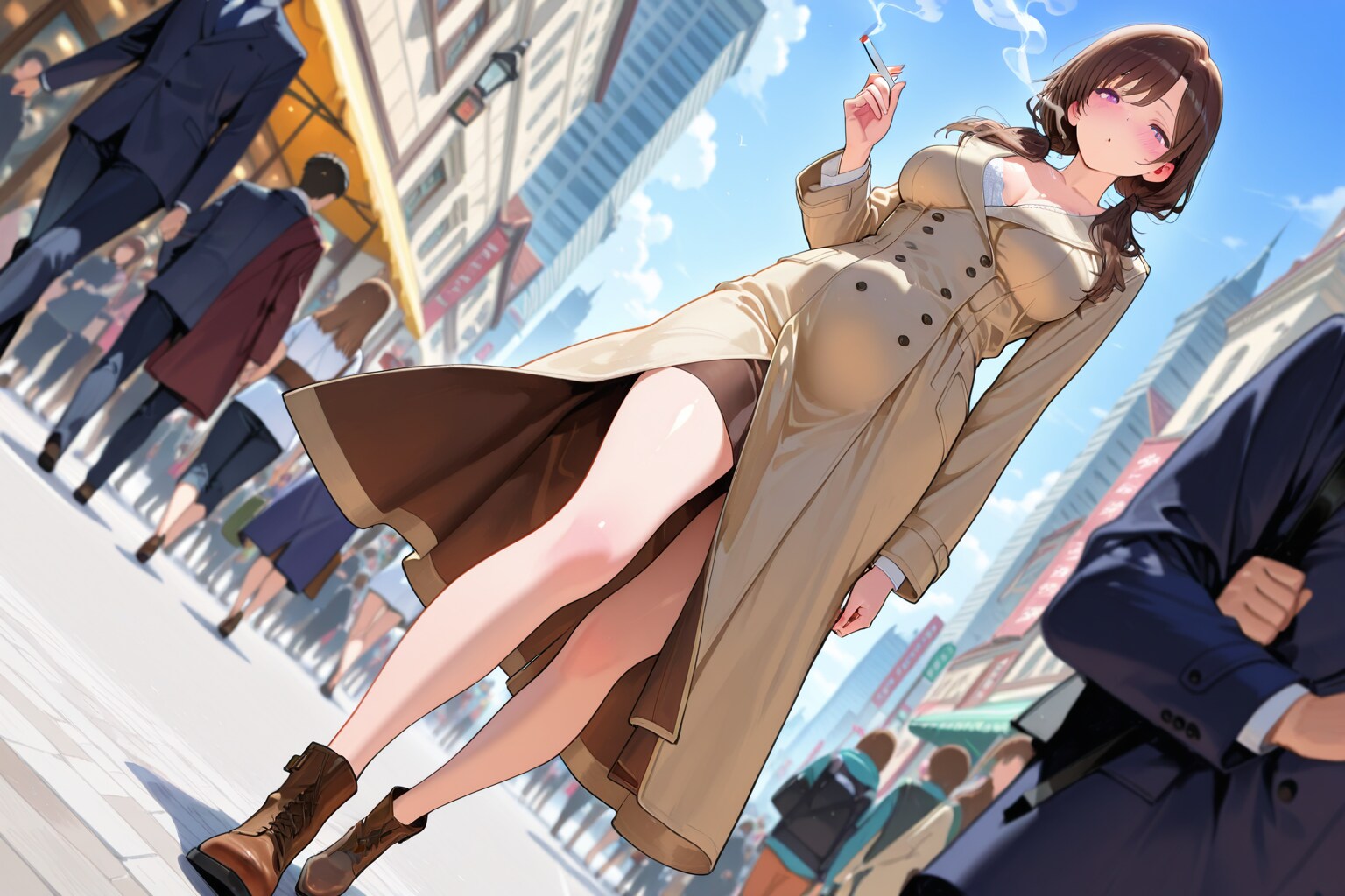 ロングコートの前閉じるとかっこいい