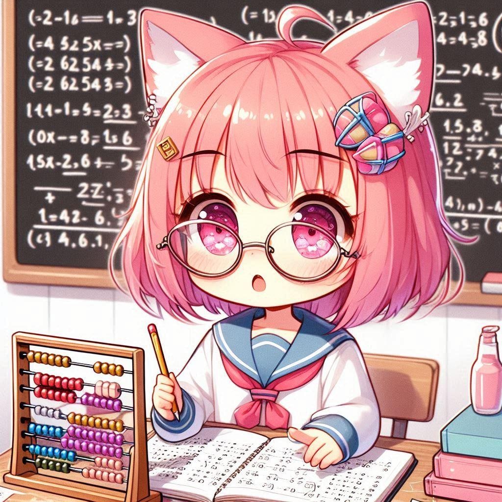 玉そろばんで計算するタマちゃん