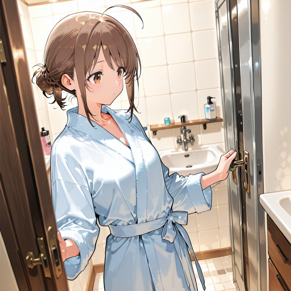 お風呂上がりのバスローブ