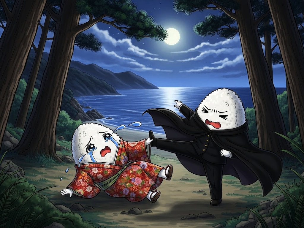 熱海の海岸のおむすび