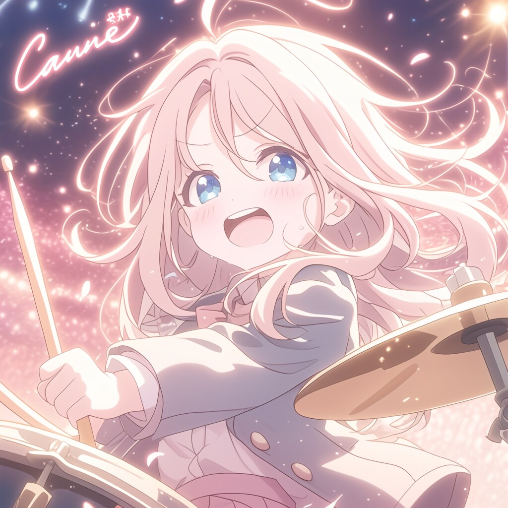 ドラムを演奏する女の子 Girl playing drums