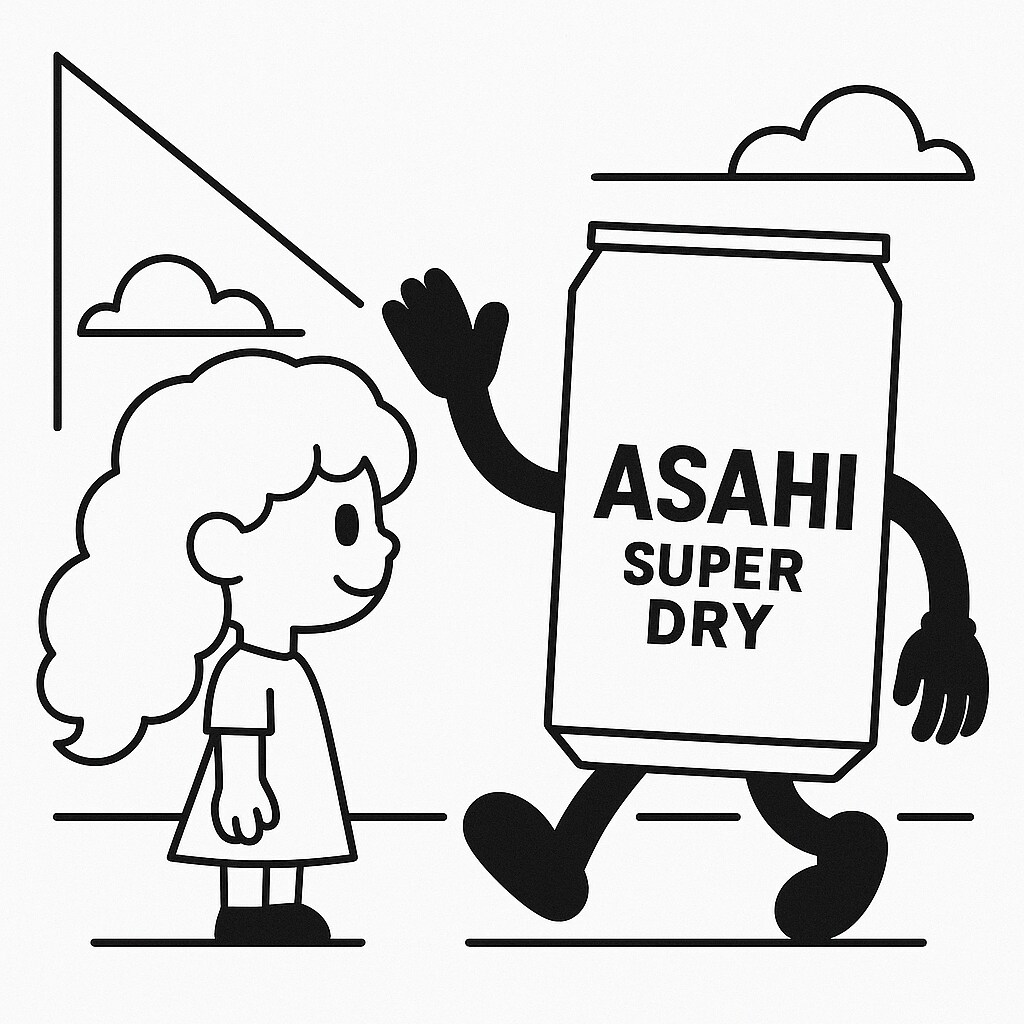 シンプルなビール缶と小さな女の子