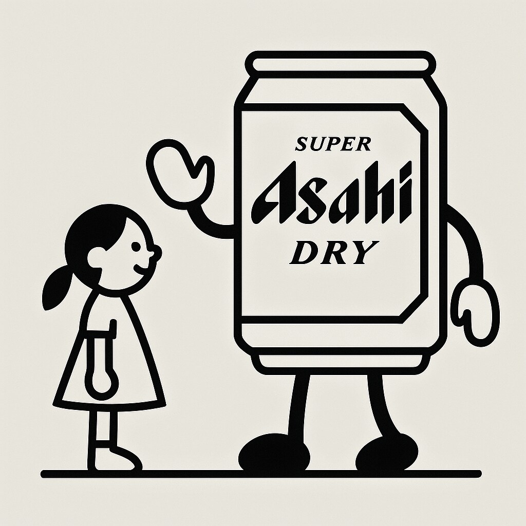 シンプルなビール缶と小さな女の子