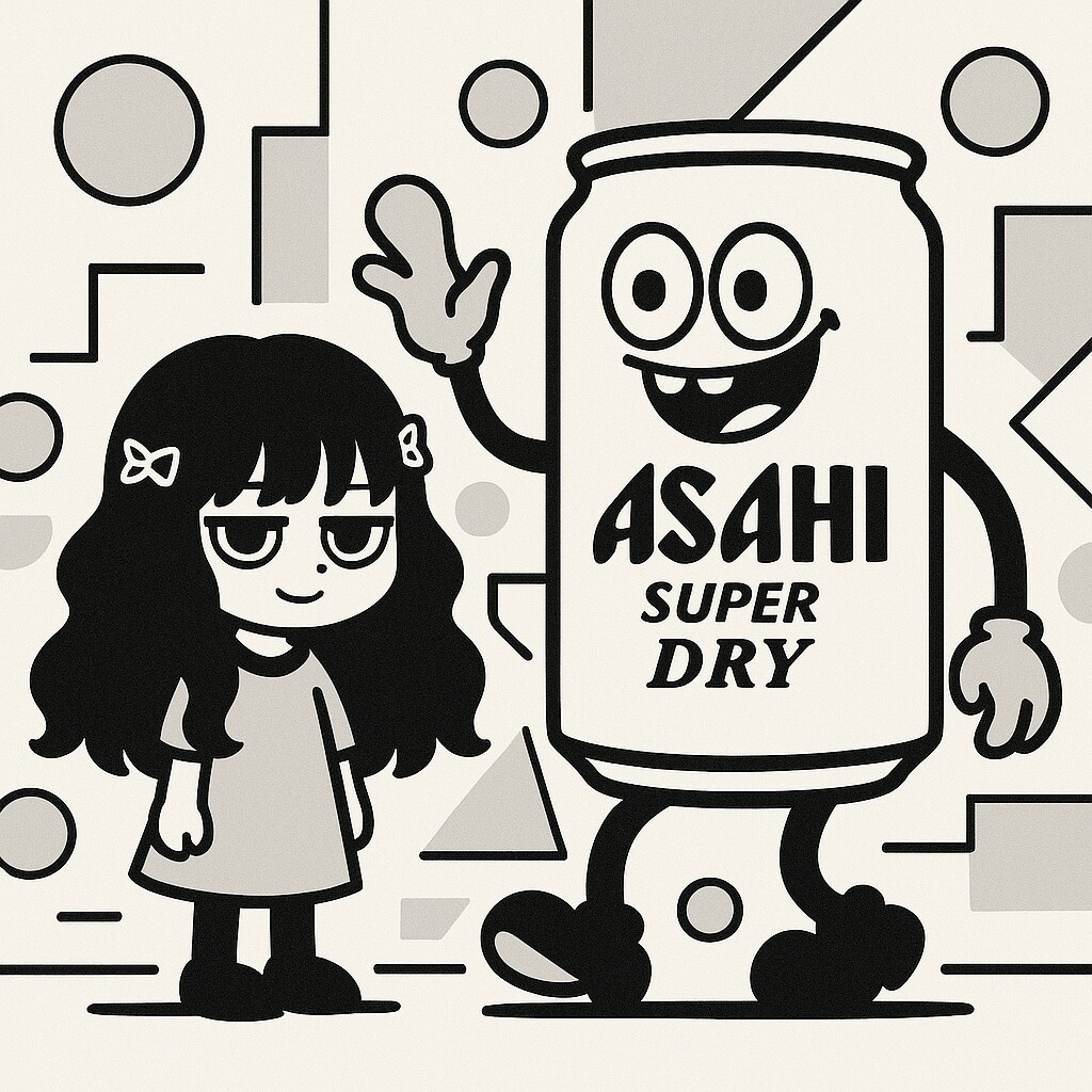 シンプルなビール缶と小さな女の子