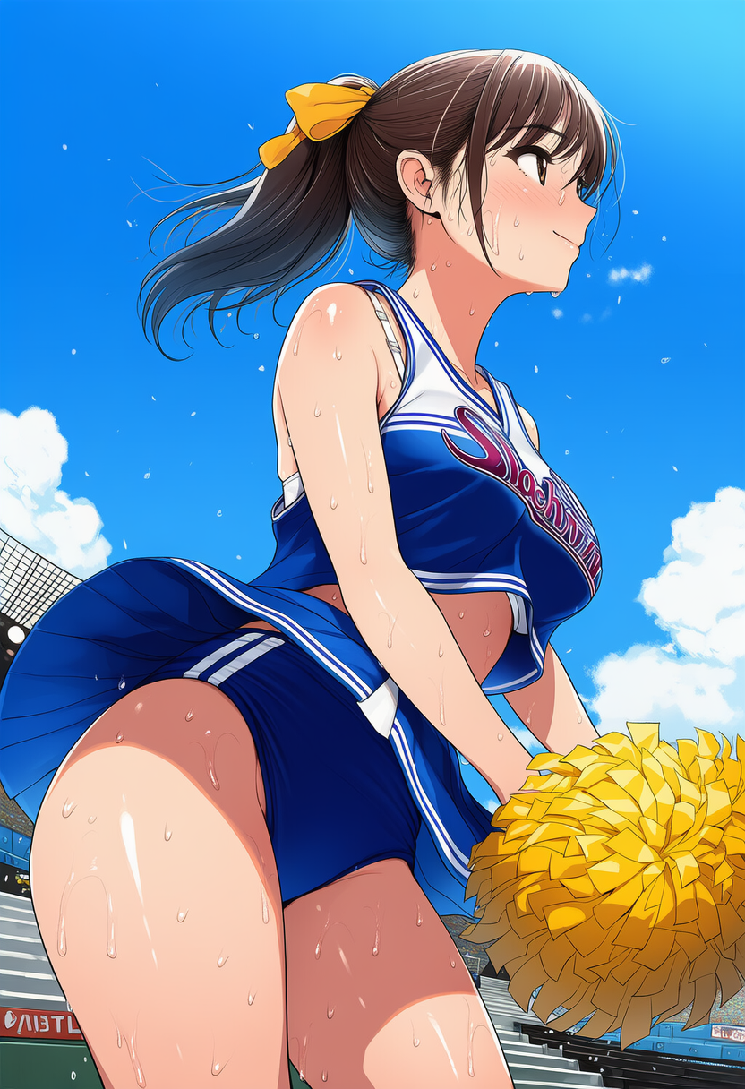 汗だくのチア