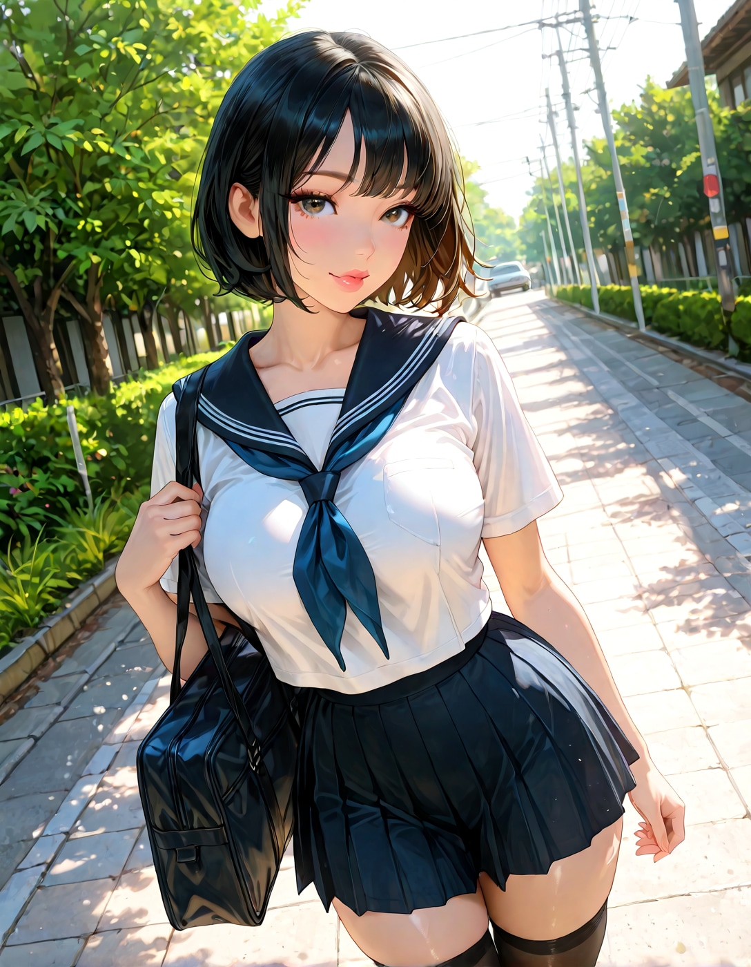 巨乳美少女通学路①
