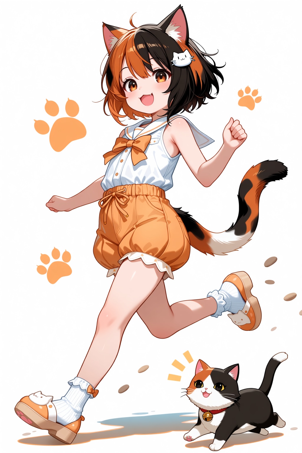 三毛猫×ショートかぼちゃパンツ