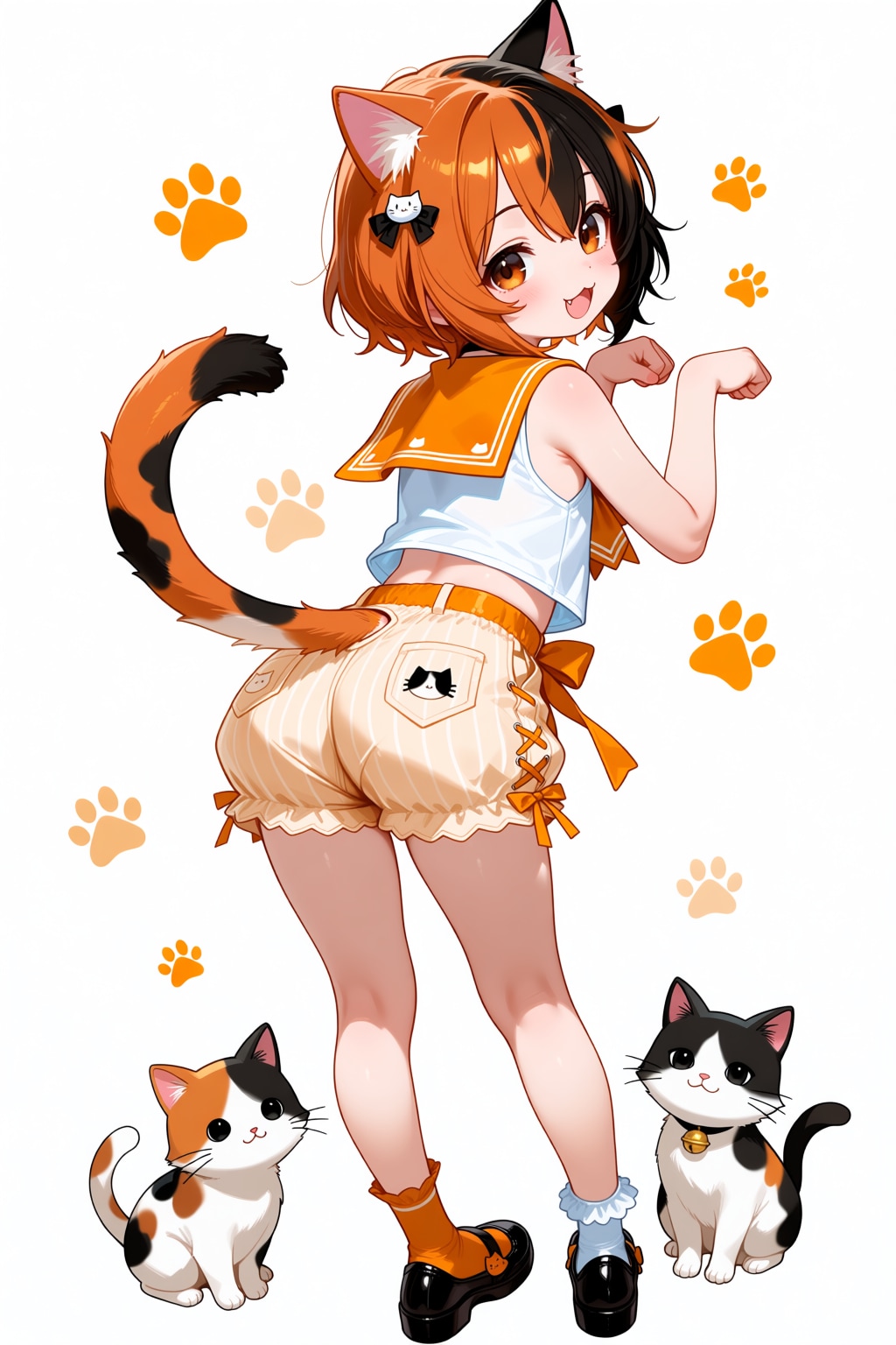 三毛猫×ショートかぼちゃパンツ