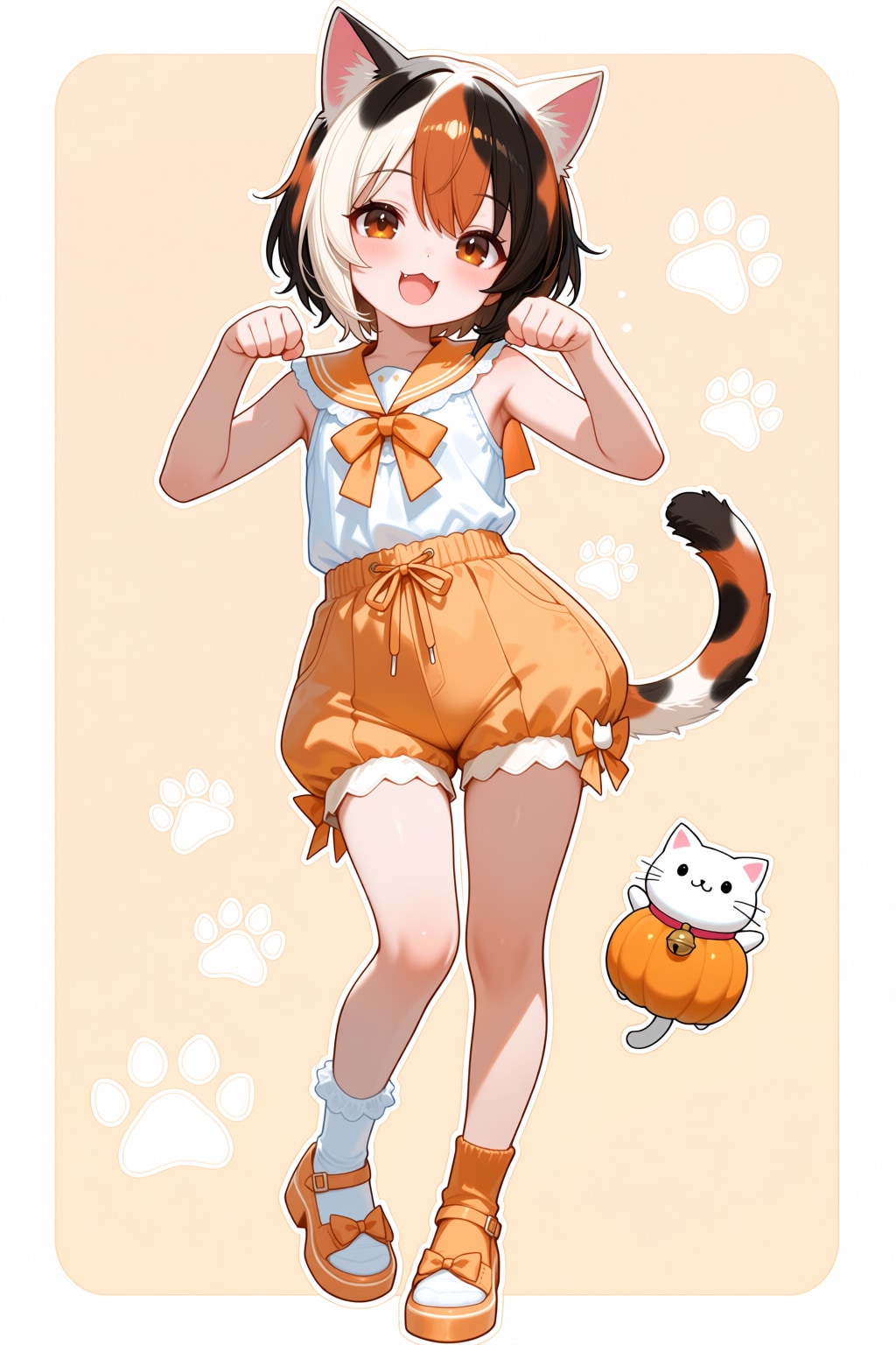 三毛猫×ショートかぼちゃパンツ