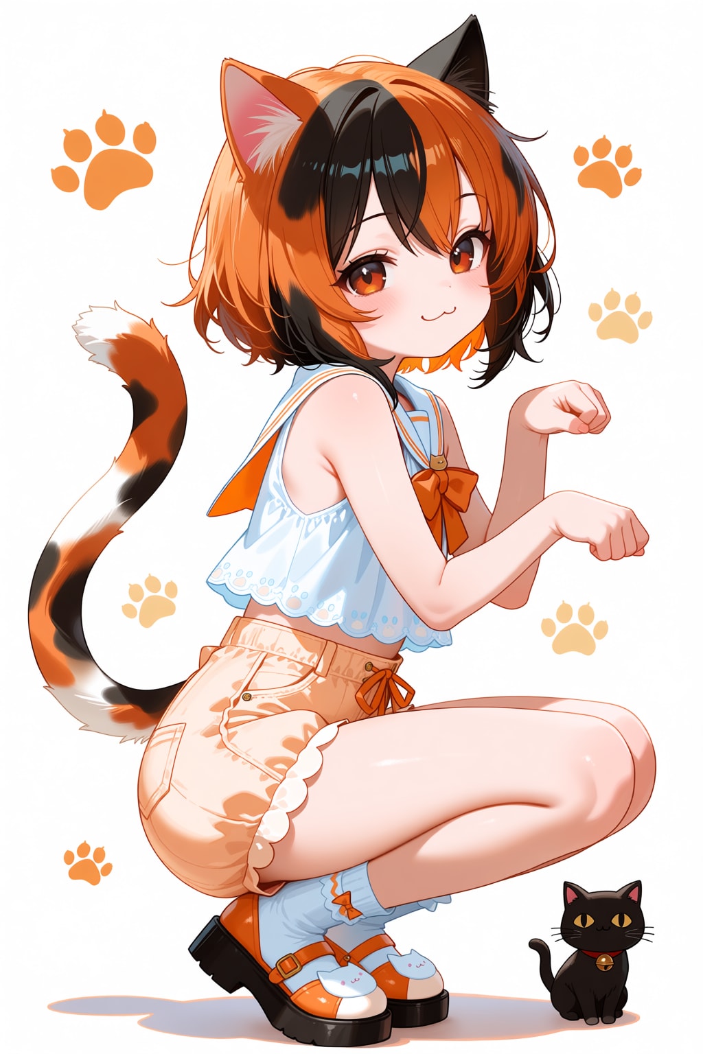 三毛猫×ショートかぼちゃパンツ