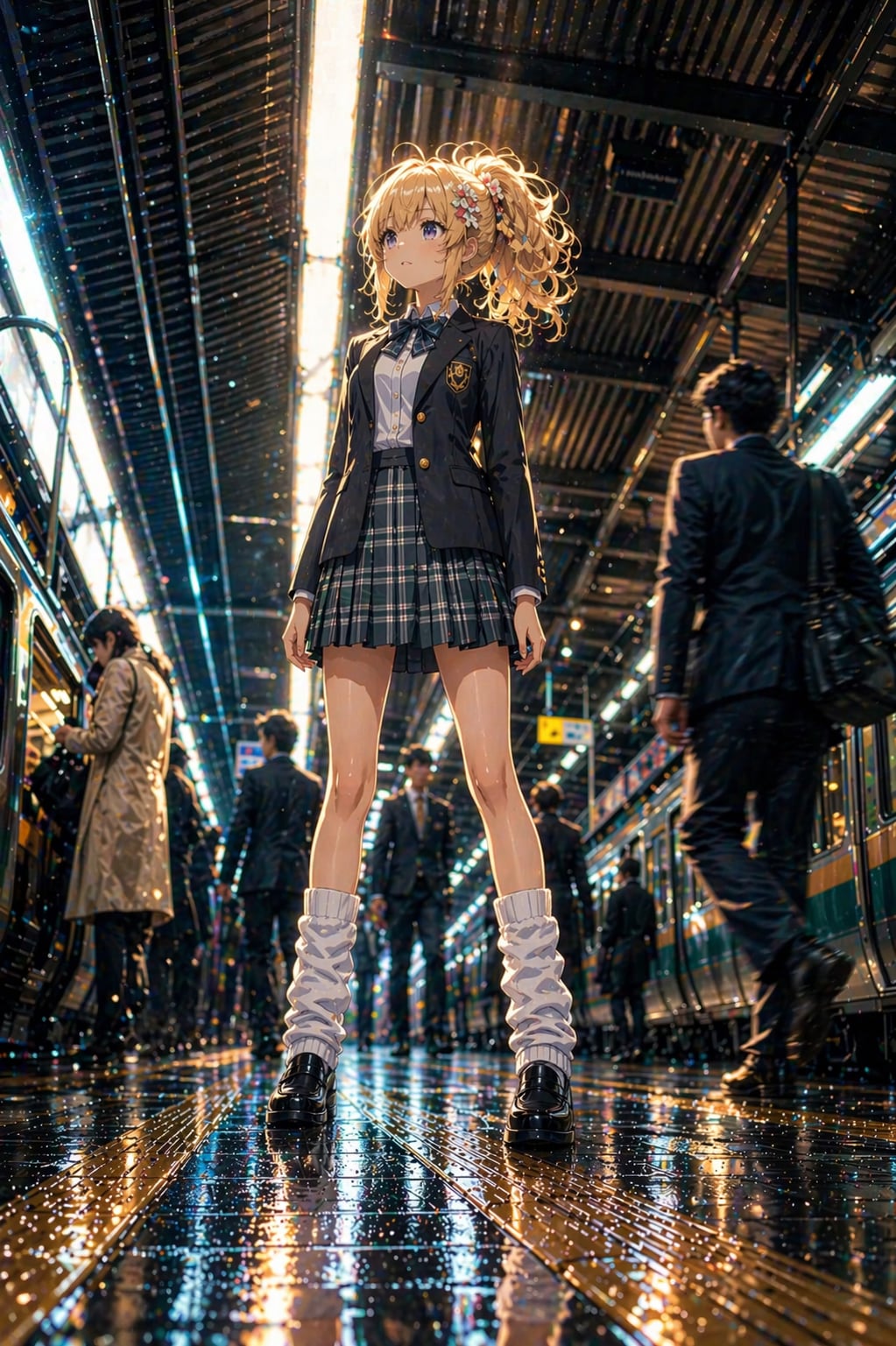 雨光のプラットフォーム、彼女は動かない | の人気AIイラスト・グラビア