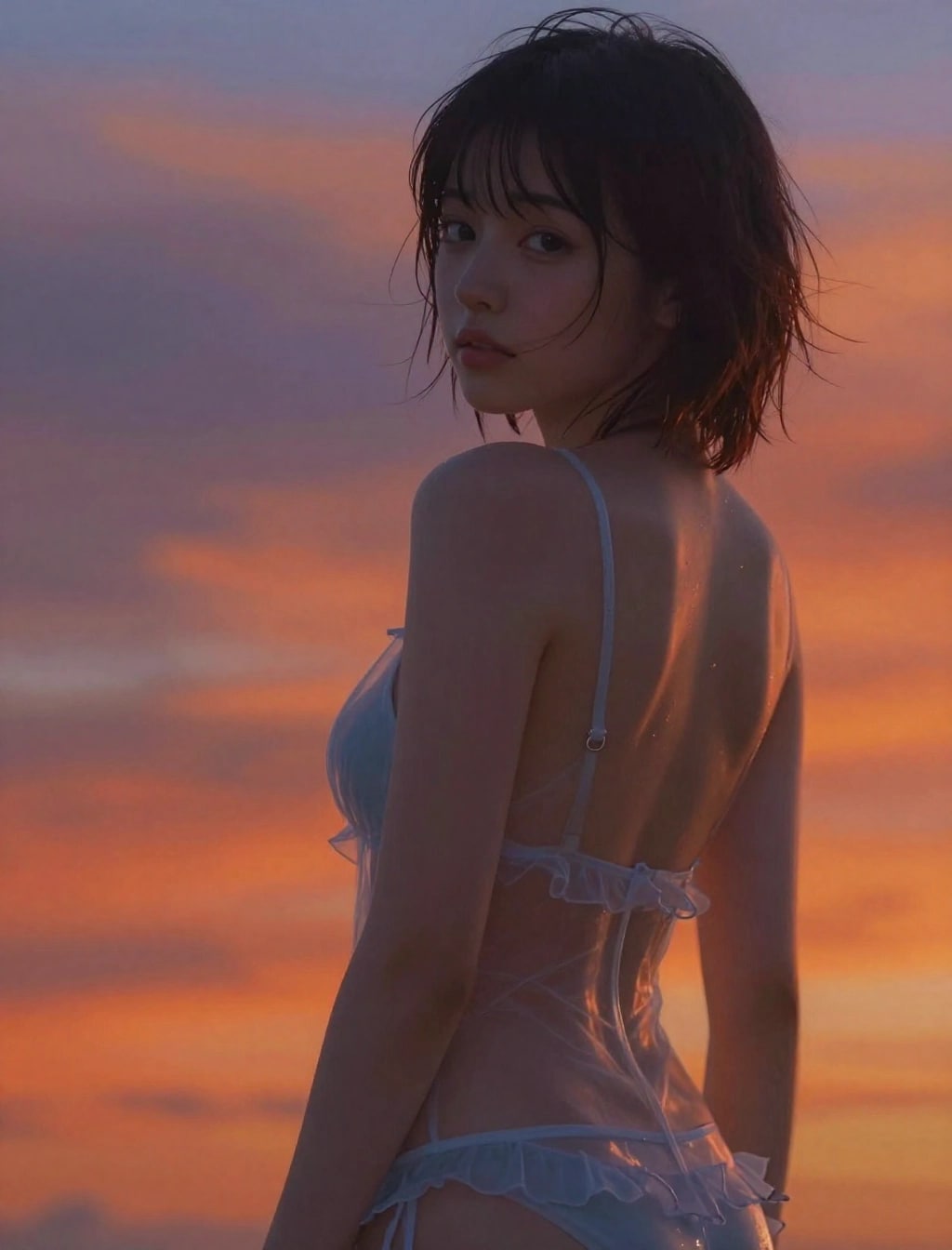 水色の水着