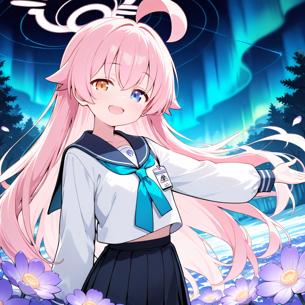 小鳥遊ホシノ(ブルーアーカイブ)オーロラを見に行く | の人気AIイラスト・グラビア