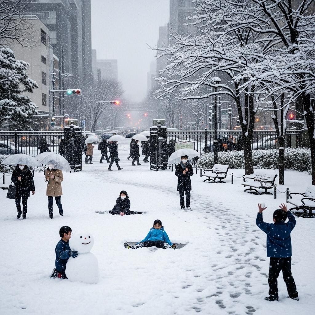 久しぶりに都会の雪景色が見れた