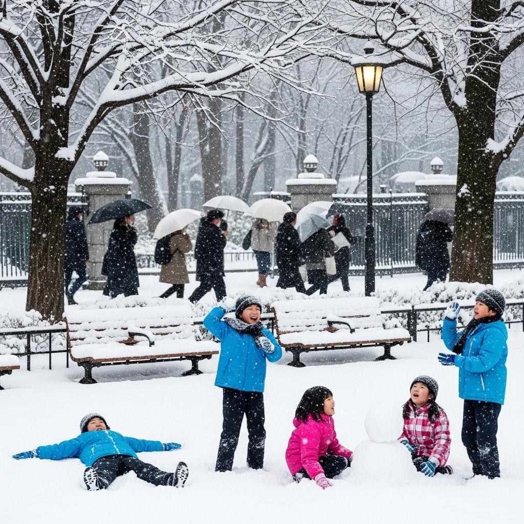 久しぶりに都会の雪景色が見れた