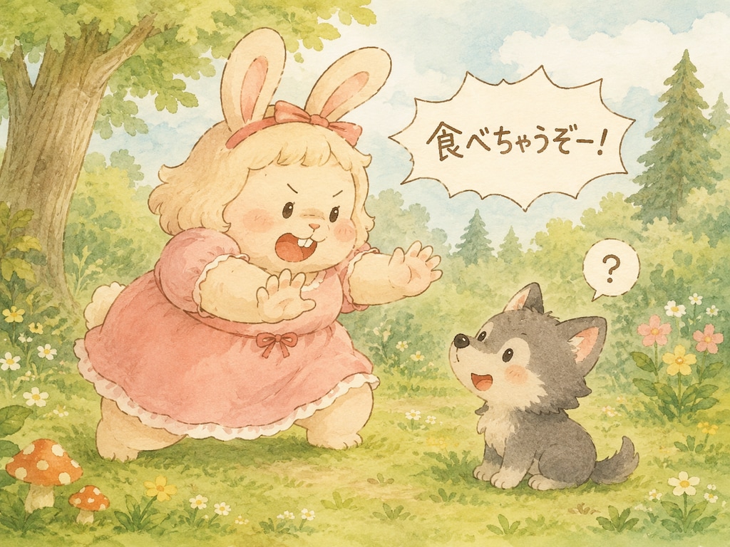 威嚇をするうさぎおねえさん
