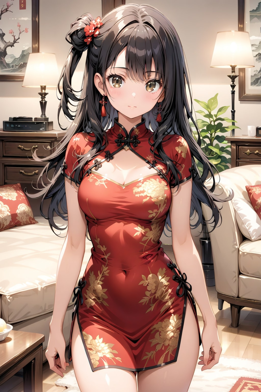 チャイナドレス姿の美少女